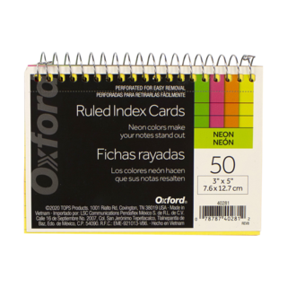 3x5 Spiral Ruled Index Cards